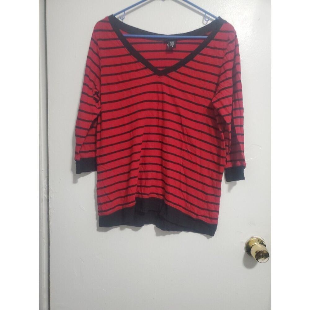 Torrid Long Sleeve Striped Shirt Red And Black Size 0